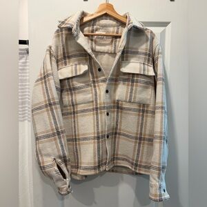 Pacsun Cream Plaid Shirt Jacket